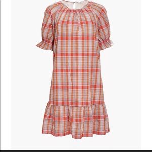 Madewell Mini Dress Plaid Ruffle-Sleeve Popover Lined, Size X-Large EUC